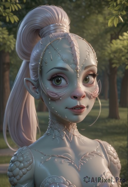 A glimpse of a alien in a lush outdoors