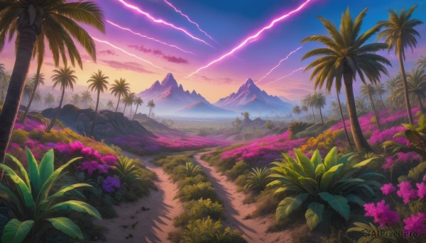 A breathtaking sunset outdoors with a landscape