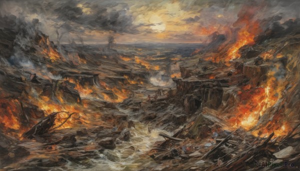 A boat captured in a tranquil fiery outdoors