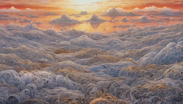 A landscape in a serene sunset outdoors