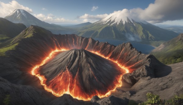 A landscape in the heart of a beautiful fiery day