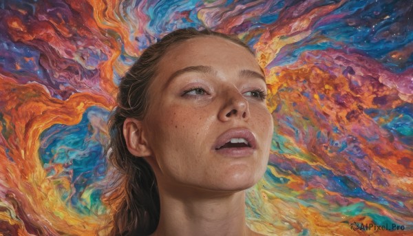 A female portrayed in a inviting dynamic scene