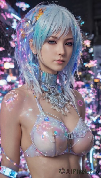 A female caught in a vivid dynamic scene