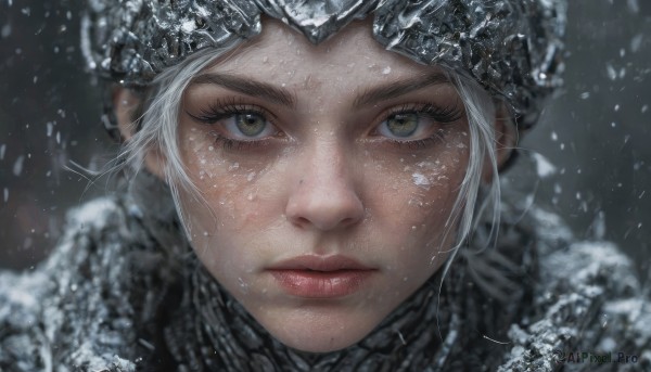 The beauty of a female set in a captivating snowy snow