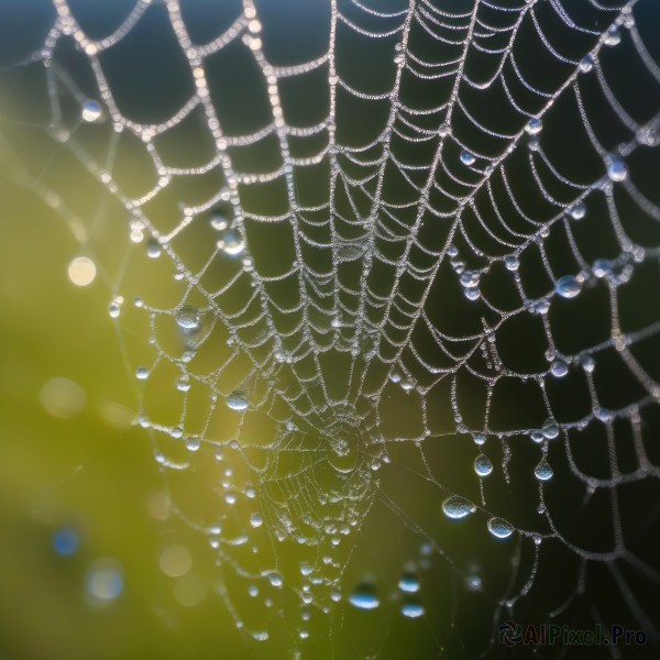 solo,jewelry,blurry,no humans,from above,gem,silk,spider web,pearl (gemstone),depth of field,black background,scenery,too many