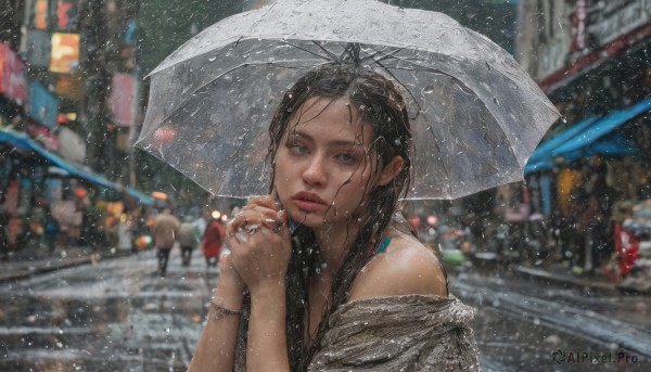 A female in the heart of a peaceful rainy outdoors