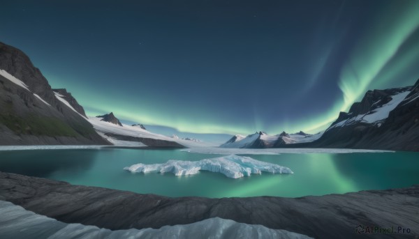 A landscape amidst a vivid snowy outdoors