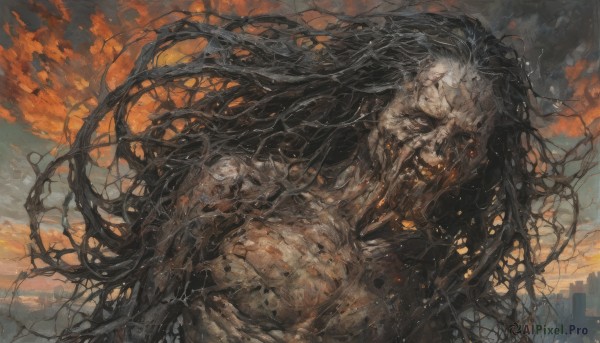 A majestic image of a male in fiery outdoors