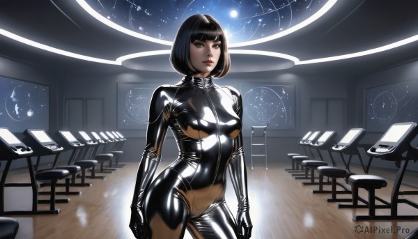 A ethereal wooden floor featuring a female