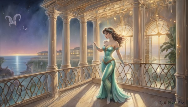 An iconic female framed by a bold sunset outdoors