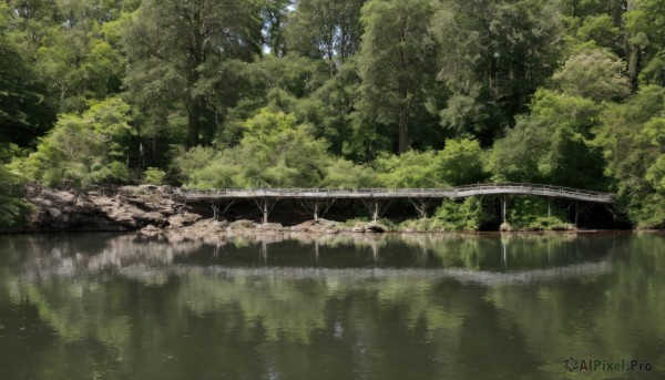 outdoors,day,water,tree,no humans,grass,nature,scenery,forest,reflection,bridge,river,moss,plant,rock,reflective water,real world location