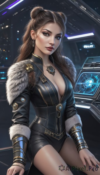 A female amidst a vivid dynamic scene