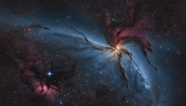 A majestic galaxy within a lush outdoors
