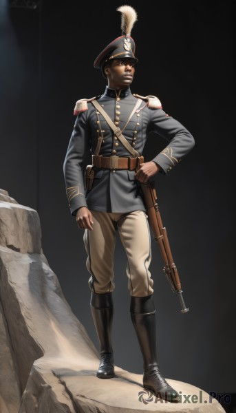A majestic rock featuring a male