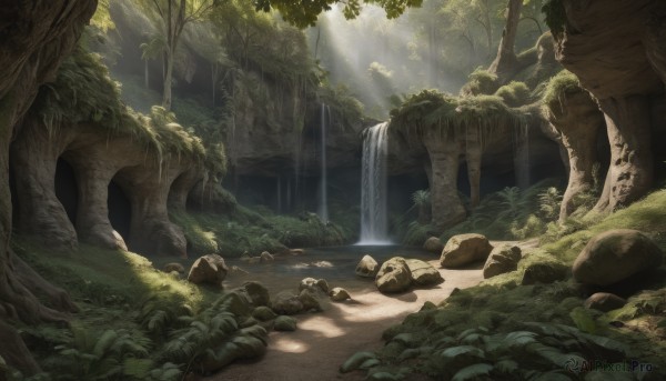 The beauty of a waterfall set in a calm day