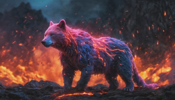 A unique subject in a dynamic fiery outdoors