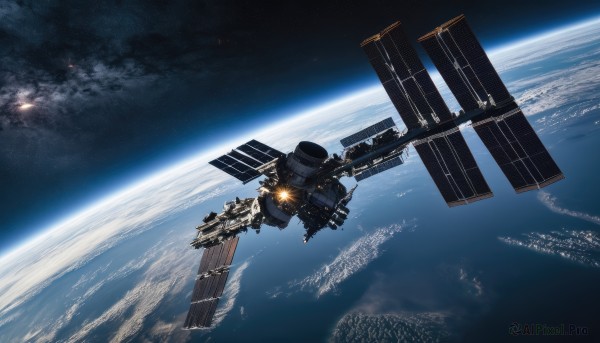 A spacecraft surrounded by a serene scenery