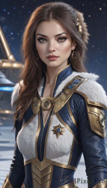 A female portrayed in a refreshing snowy outdoors