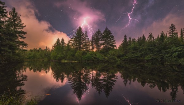 A lightning portrayed in a inviting sunset outdoors
