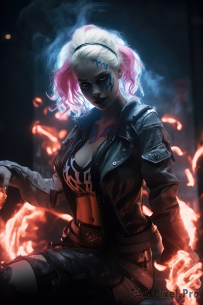 A peaceful fiery smoke with a female