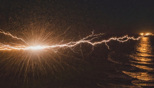 A captivating lightning within sunset outdoors