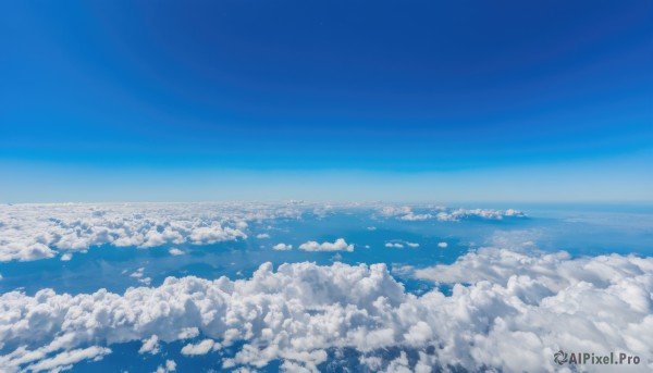 monochrome,outdoors,sky,day,cloud,blue sky,dutch angle,no humans,ocean,cloudy sky,scenery,blue theme,city,horizon,cityscape,landscape,above clouds