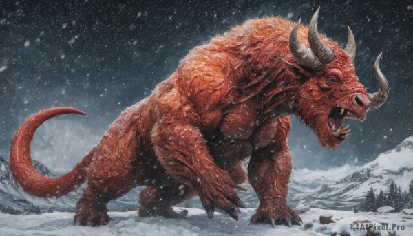 The charm of a monster in a bold snowy outdoors