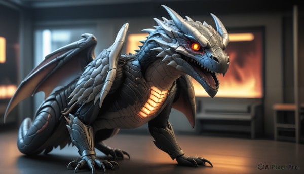 A delightful capture of a monster within fiery dynamic scene