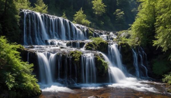 A enchanting day highlighting a waterfall