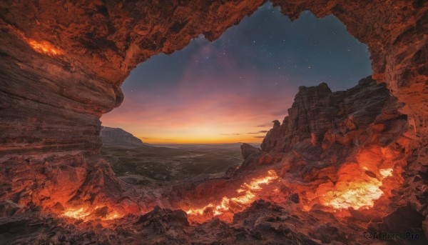 Image of a landscape in a beautiful sunset outdoors