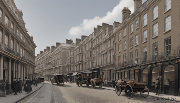 1girl,outdoors,multiple boys,sky,day,cloud,blue sky,window,formal,cloudy sky,suit,ground vehicle,building,scenery,motor vehicle,6+boys,city,car,road,cityscape,street,people,real world location,multiple girls,bag,faceless,walking,lamppost,bicycle,crowd,crosswalk,wheelchair,sidewalk