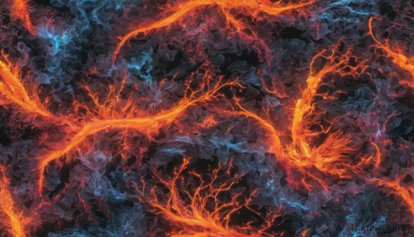 A glimpse of a dragon in a picturesque fiery dynamic scene