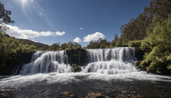 A inspiring view of a waterfall in day
