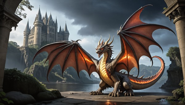 A graceful dragon captured in fiery day