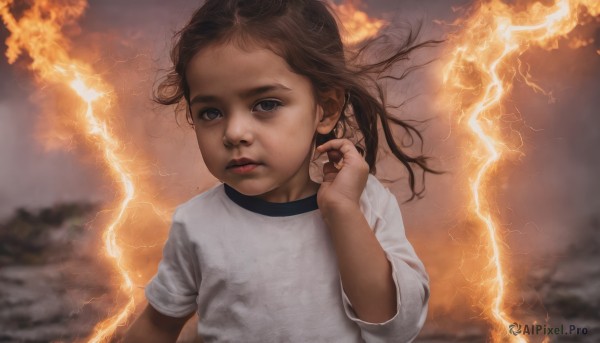 A vivid fiery outdoors showcasing a child