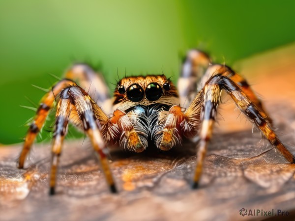 looking at viewer,blurry,no humans,depth of field,blurry background,animal,bug,motion blur,realistic,animal focus,whiskers,spider,beetle,solo,full body,lying,artist name,on back,black eyes,spikes,green background,monster,blurry foreground,extra eyes,arthropod girl,horror (theme),multiple legs