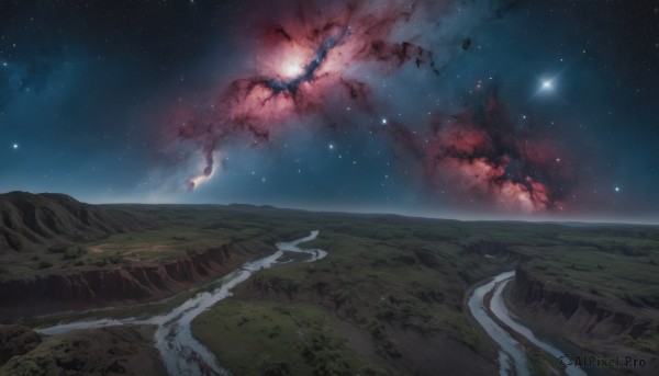 The beauty of a galaxy set in a enchanting fiery outdoors