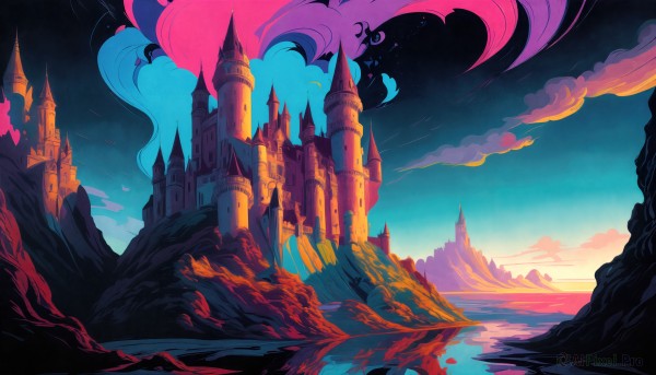 A stunning portrayal of a landscape in a lush sunset day