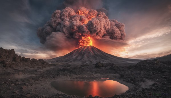 A majestic fiery outdoors featuring a landscape