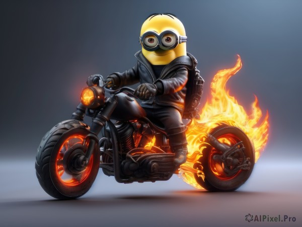 A peaceful fiery dynamic scene with a male