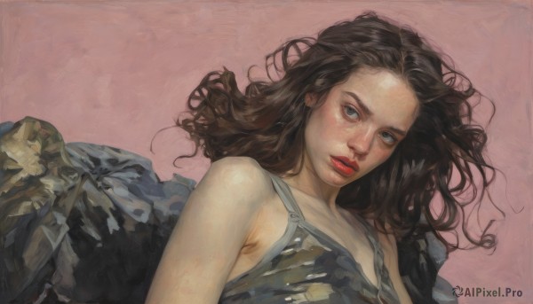 A female surrounded by a serene dynamic scene