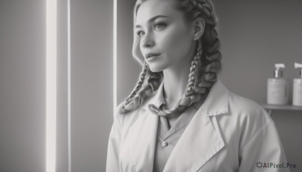 An iconic female framed by a bold dynamic scene
