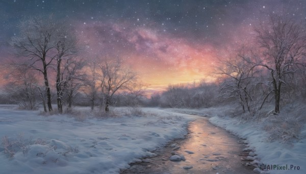 The charm of a landscape in a tranquil snowy outdoors