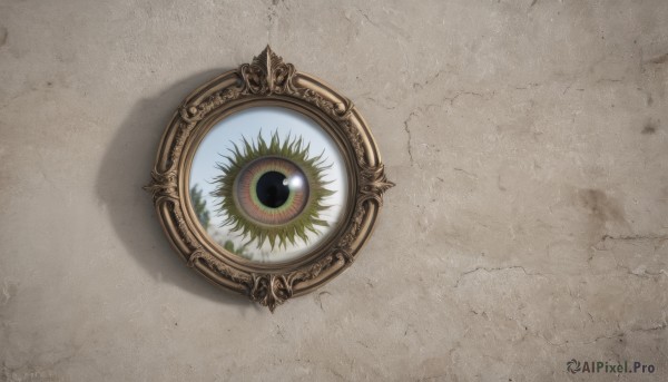 solo,no humans,shadow,from above,1other,reflection,one-eyed,crack,eye focus,artist name,signature,eyeball,extra eyes,still life,cyclops