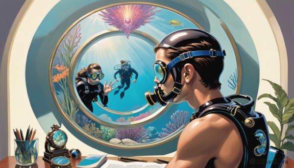 A striking dynamic scene featuring the elegance of a male