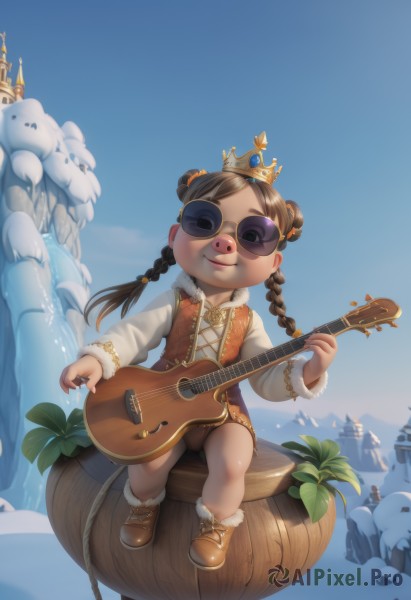 A vivid snowy day showcasing a child
