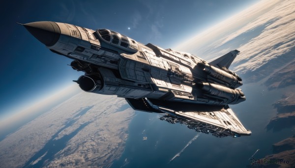A spacecraft surrounded by a captivating scenery