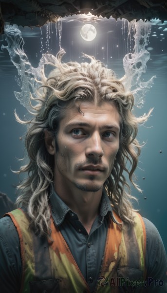 The serene presence of a male in a lush moon