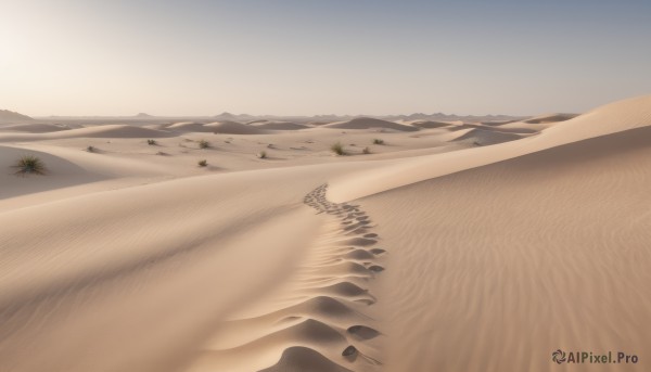 outdoors,sky,day,water,tree,no humans,beach,scenery,mountain,sand,horizon,landscape,desert,footprints