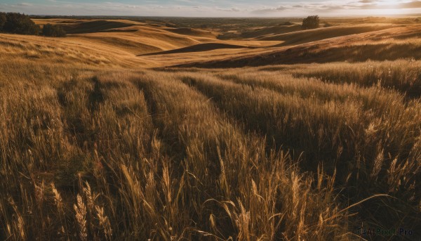 A landscape set against the backdrop of a captivating sunset day